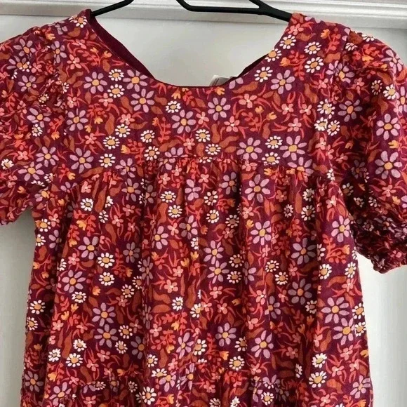 Cat and Jack girls fall dress burgundy floral size L (10/12) - Picture 3 of 6